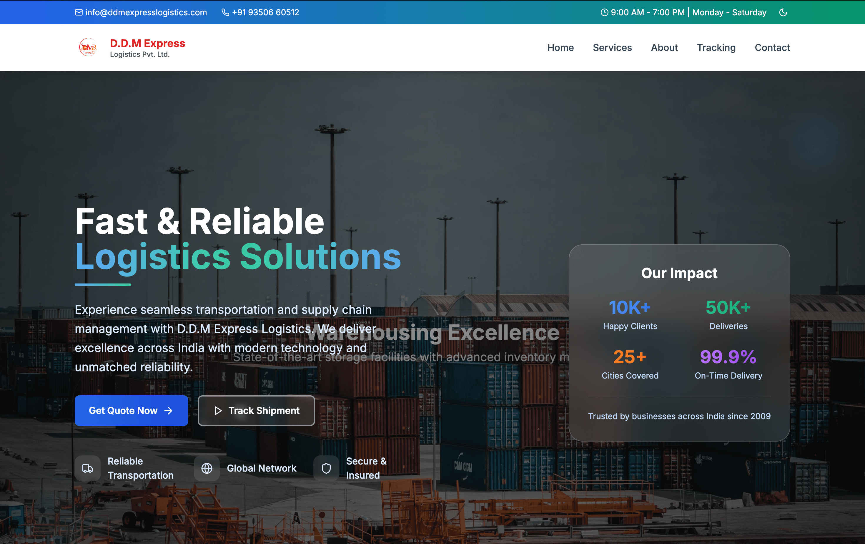 DDM Express Logistics Website